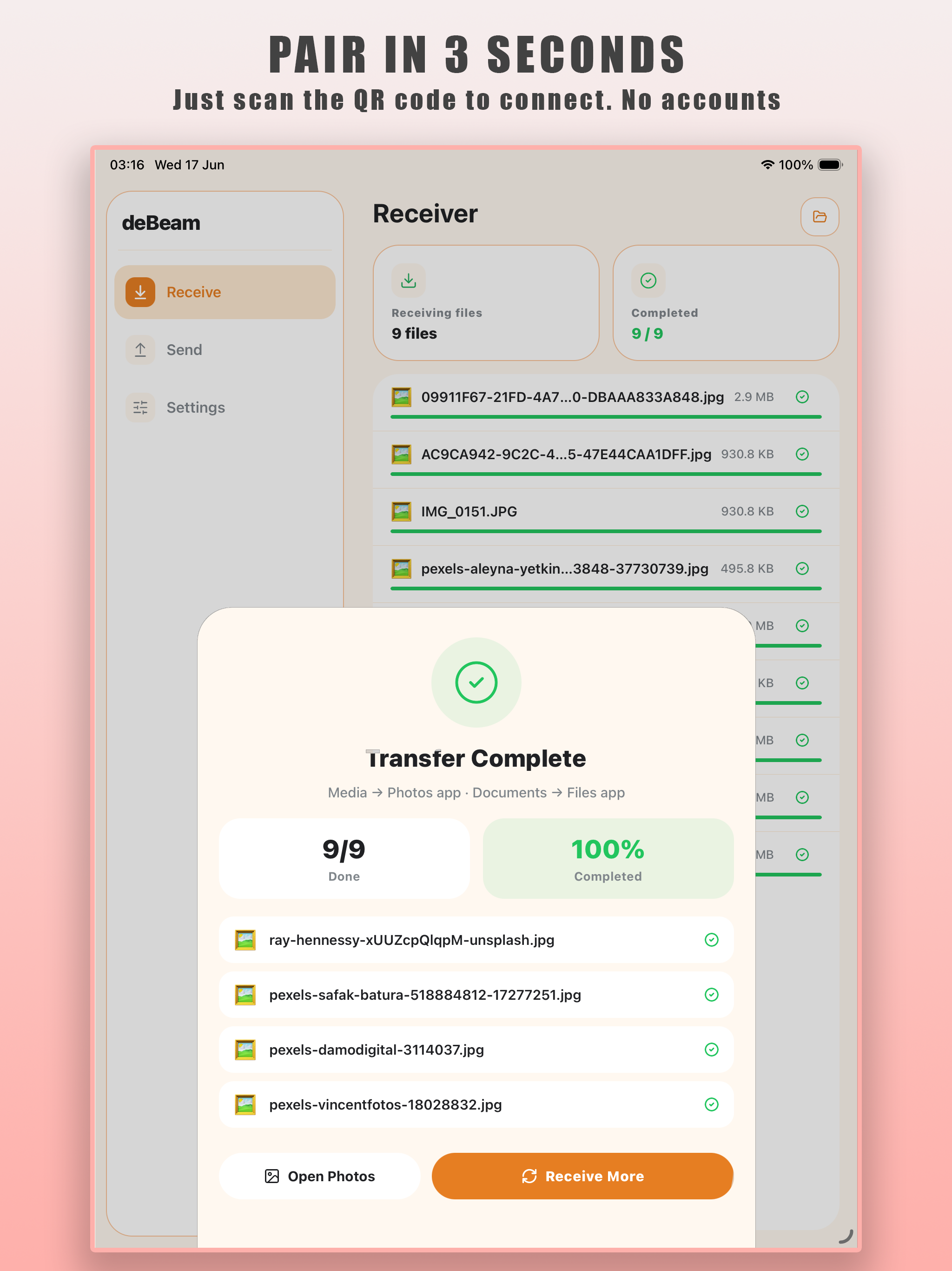 deBeam - Secure File Transfer