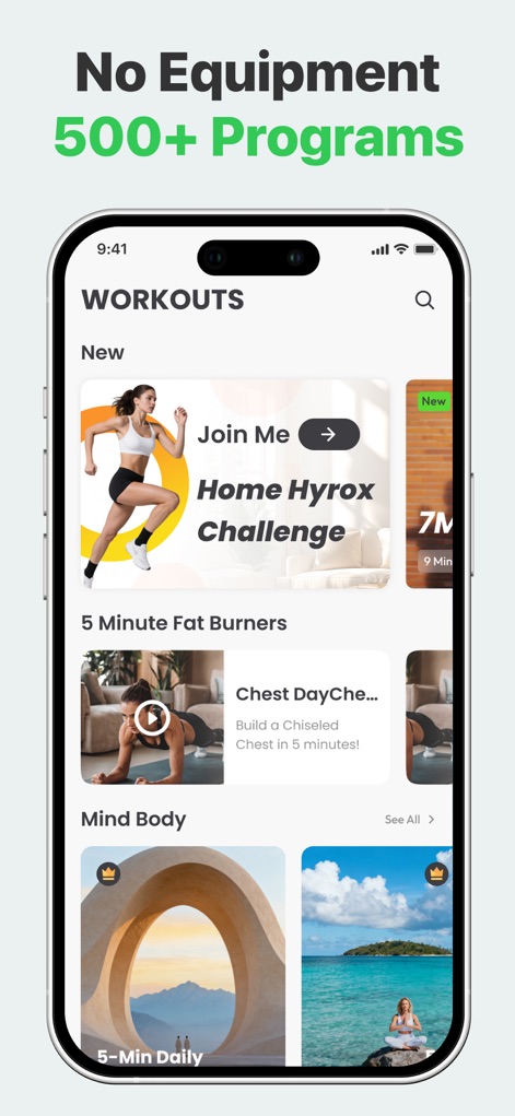 7 Minute Workout: Exercise App - Esta herramienta ofrece una gran variedad de programas de entrenamiento con más de 500 opciones, destacando la ausencia de necesidad de equipo, lo que permite a los usuarios ejercitarse en cualquier lugar.
