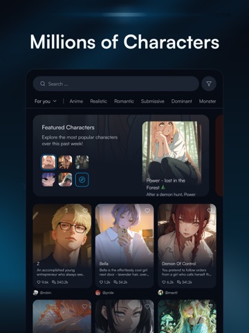 Dewy: Chat with AI Characters iPad screenshot