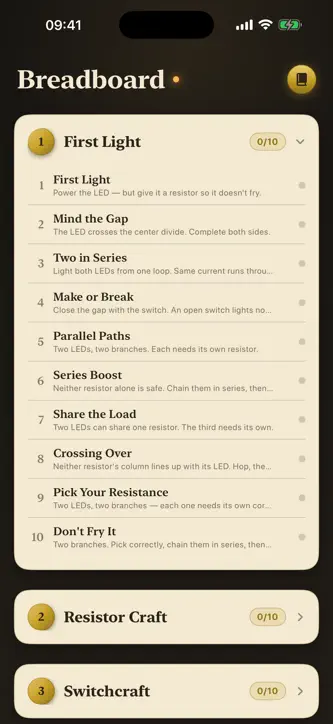Breadboard: Circuit Puzzles screenshot 1