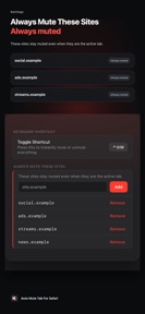 Auto Mute Tab For Safari screenshot