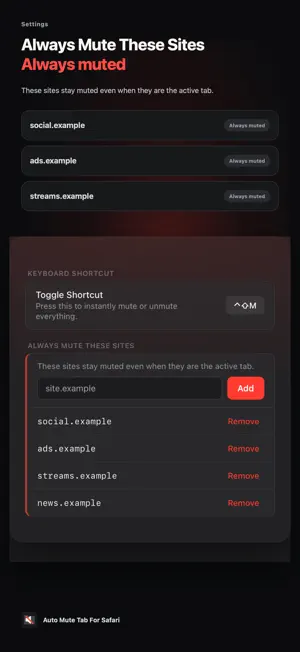 Auto Mute Tab For Safari screenshot 3