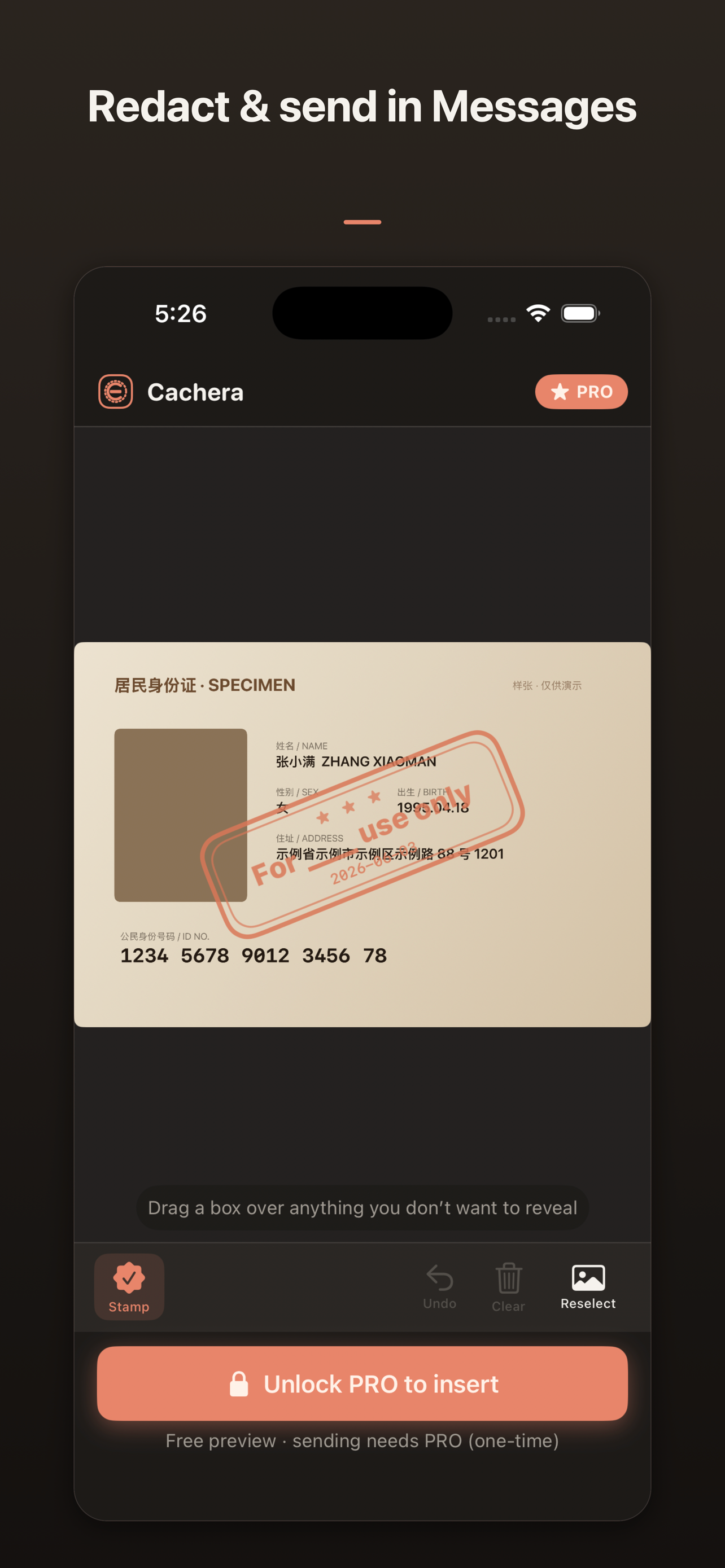 Cachera: Redact ID to PDF