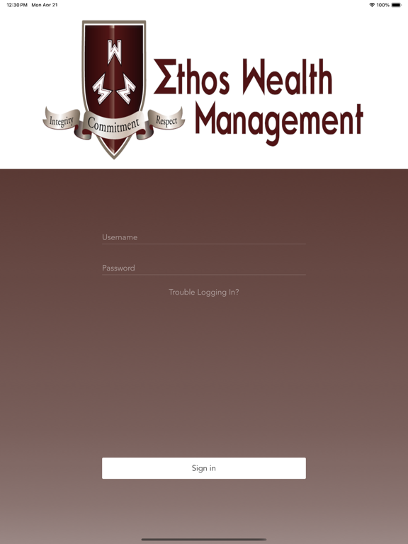 Ethos Wealth Management app screenshot