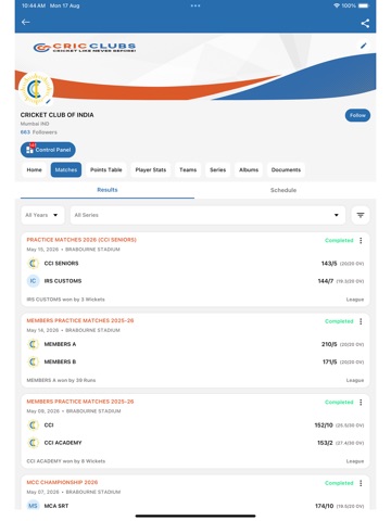 CCI CRICKET APP iPad screenshot