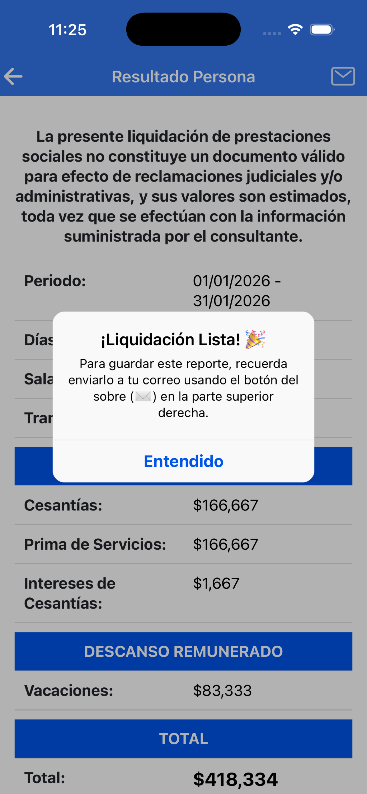 Calcular Liquidación Nomina