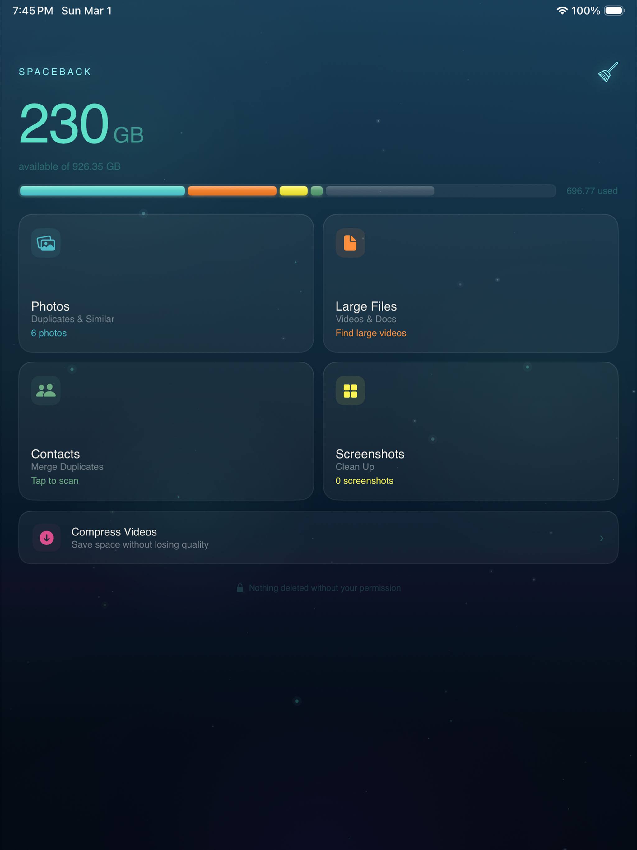Spaceback: Clean Up Storage