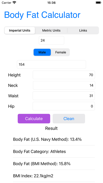 Body Fat Calculator - BFC Screenshot