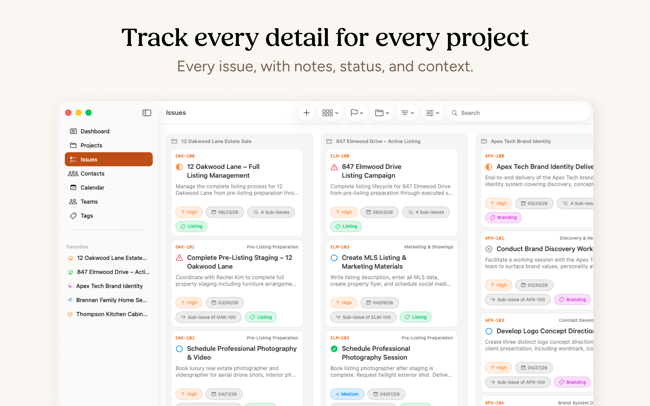 Clients – Contacts & Projects