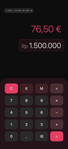 Rupiah to Euro screenshot
