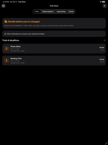 Trial Clock iPad screenshot