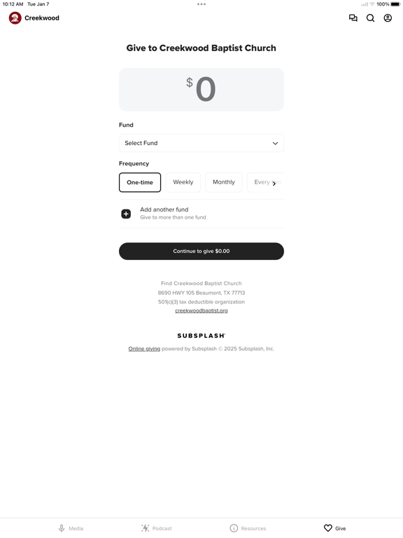 Creekwood Baptist Church iPad screenshot 4 - Education app