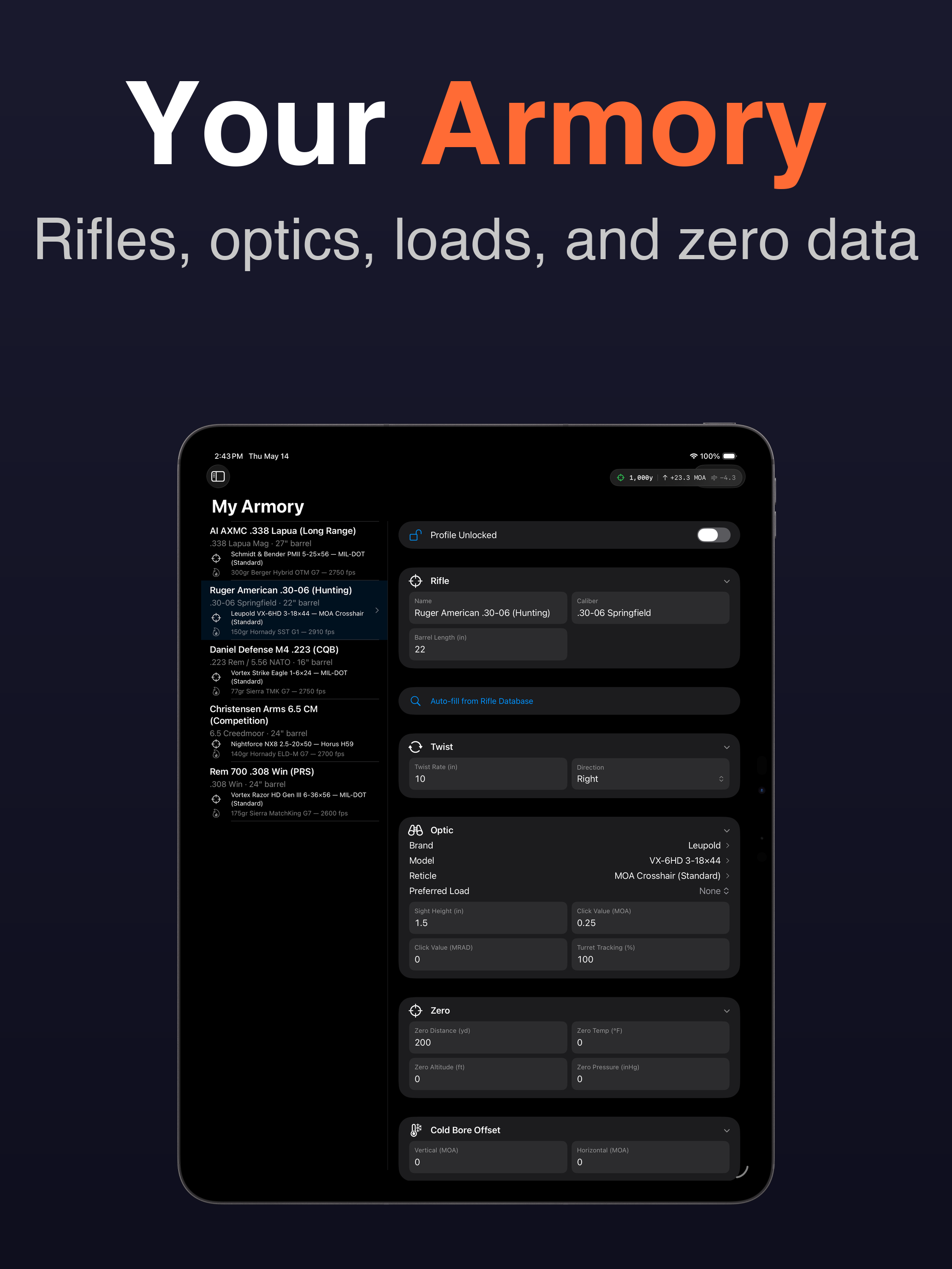 Zima: Ballistics Calculator