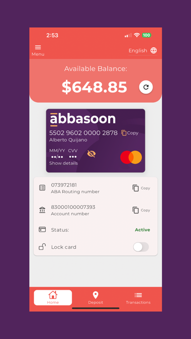 Abbasoon Card USA Screenshot