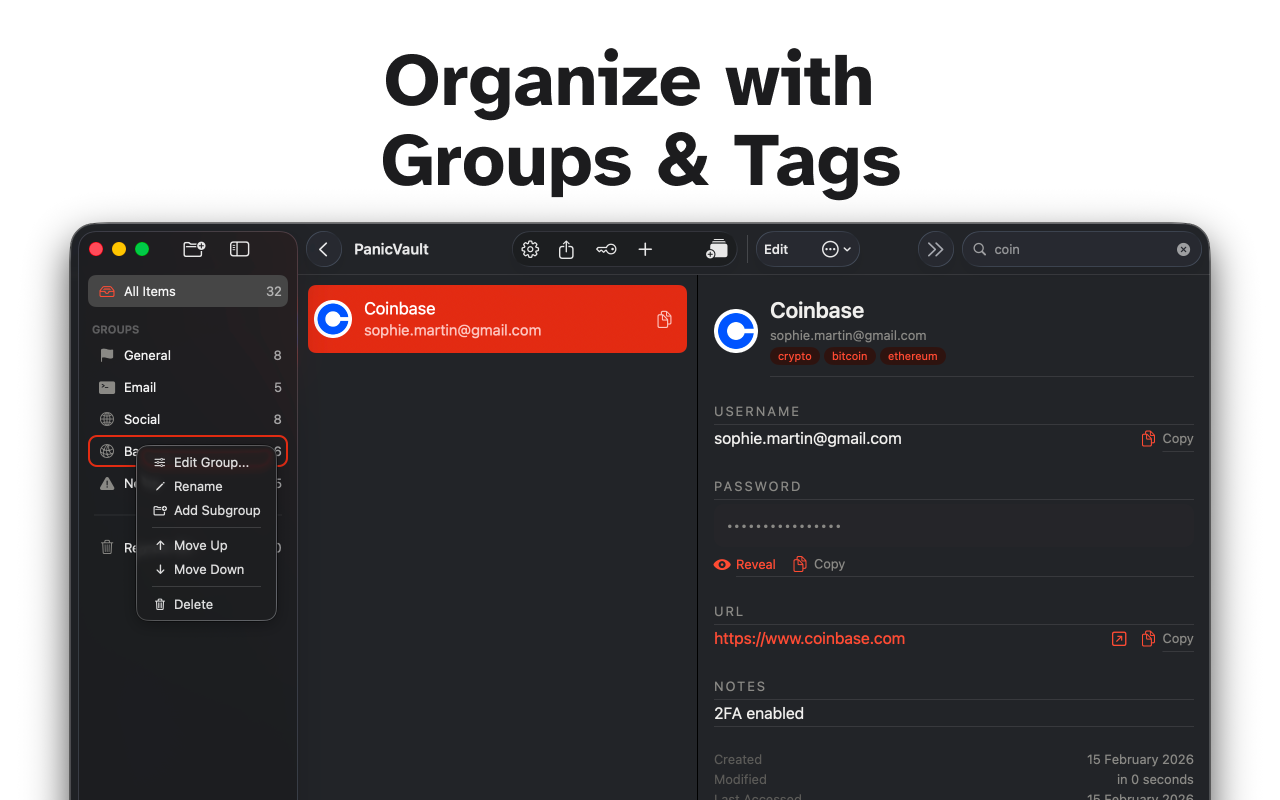 PanicVault - Password Manager