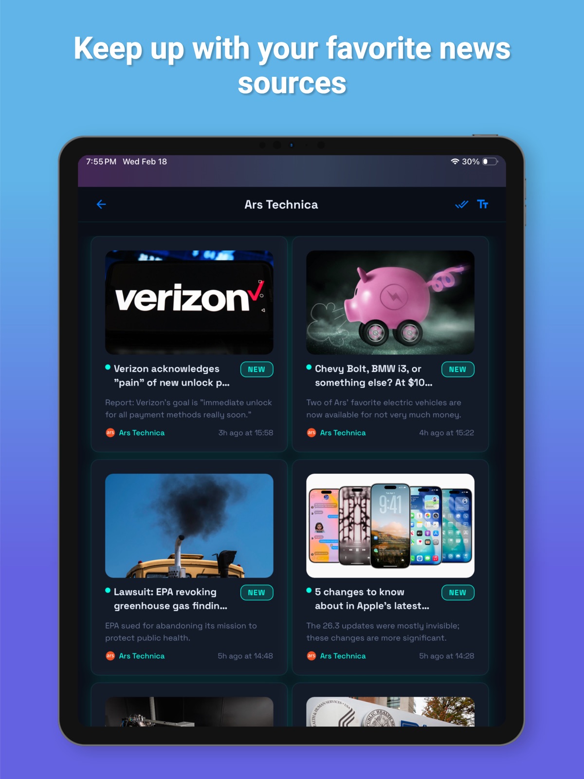 Pulsar RSS Reader ipad screenshot 1