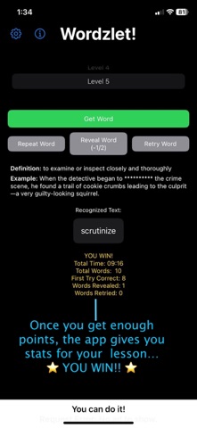 Wordzlet!: Writing Game screenshot