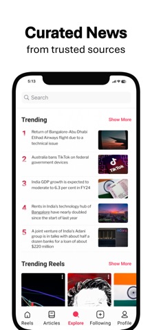 NewsReels - Top news videos iPhone screenshot