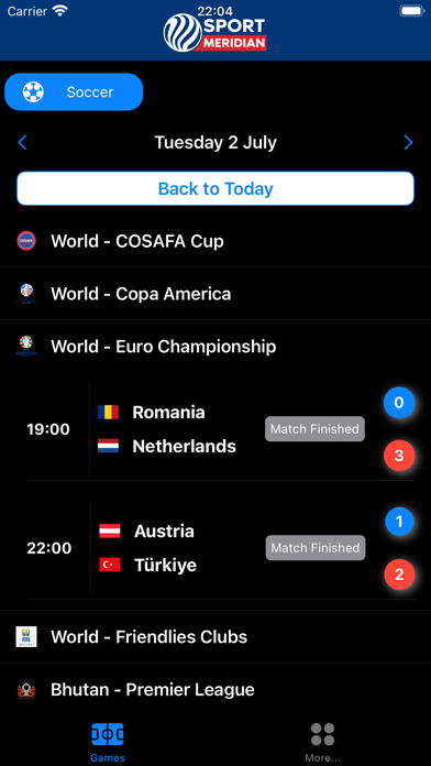 SportMeridian Scores & Stats Screenshot