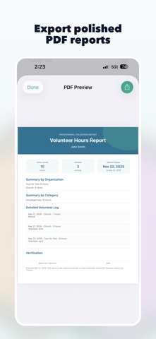 Volunteer Hours Log Tracker Screenshot 3 of 3