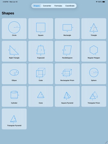 Geometry & Formula Calculator iPad screenshot