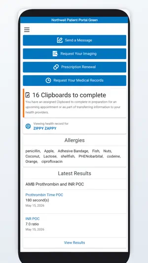 Northwell Patient Portal Green screenshot 1