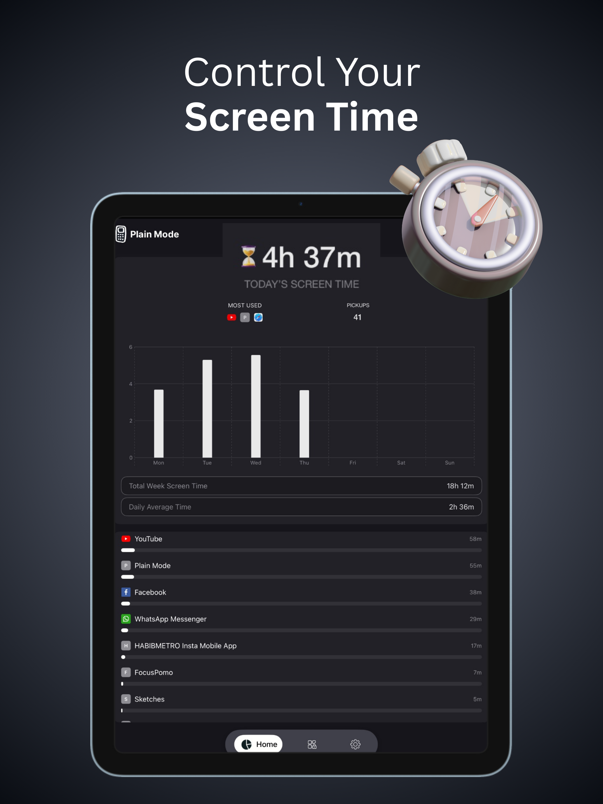 Plain Mode Screen Time Control