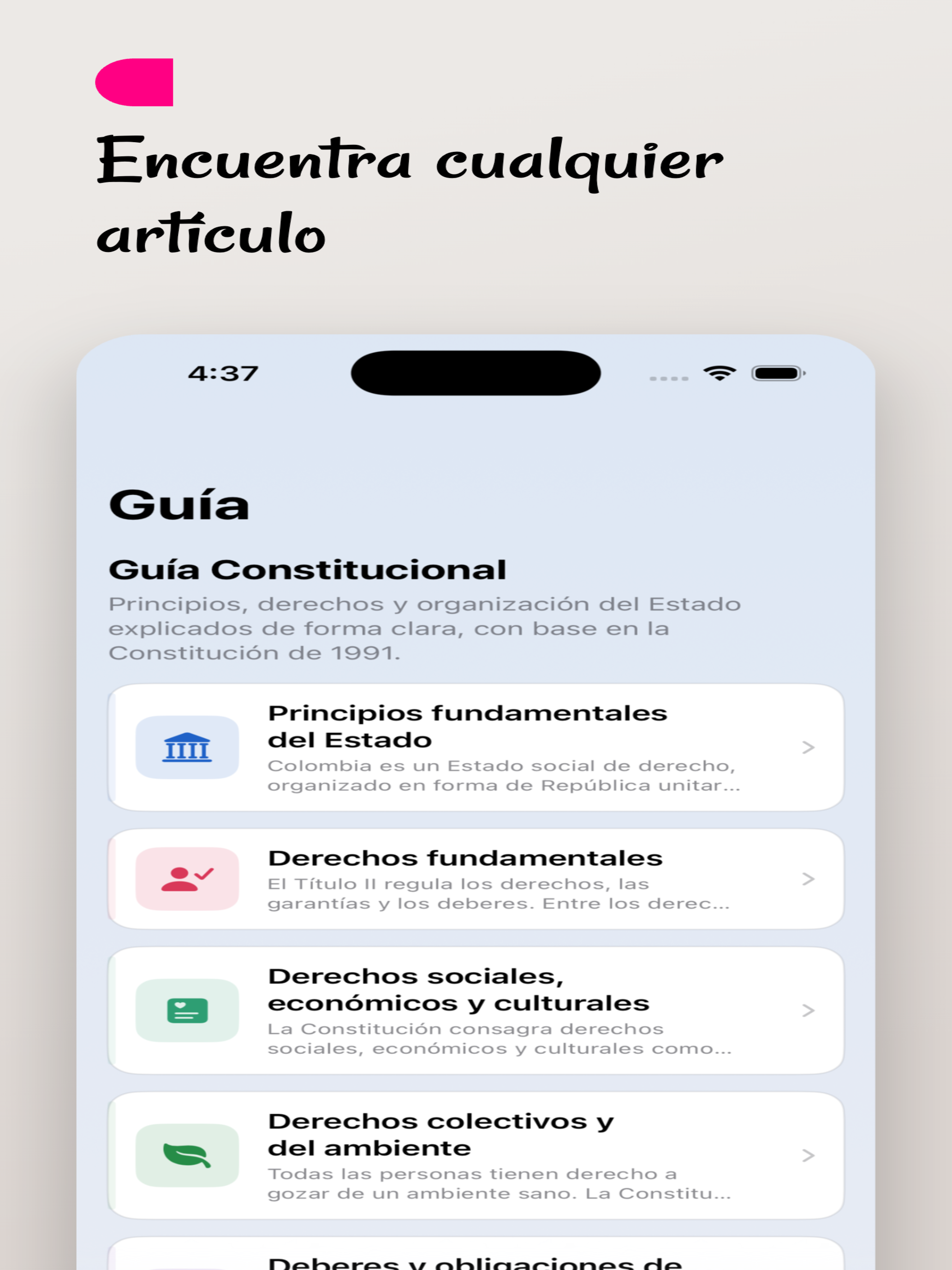 Constitución de Colombia screenshot 12