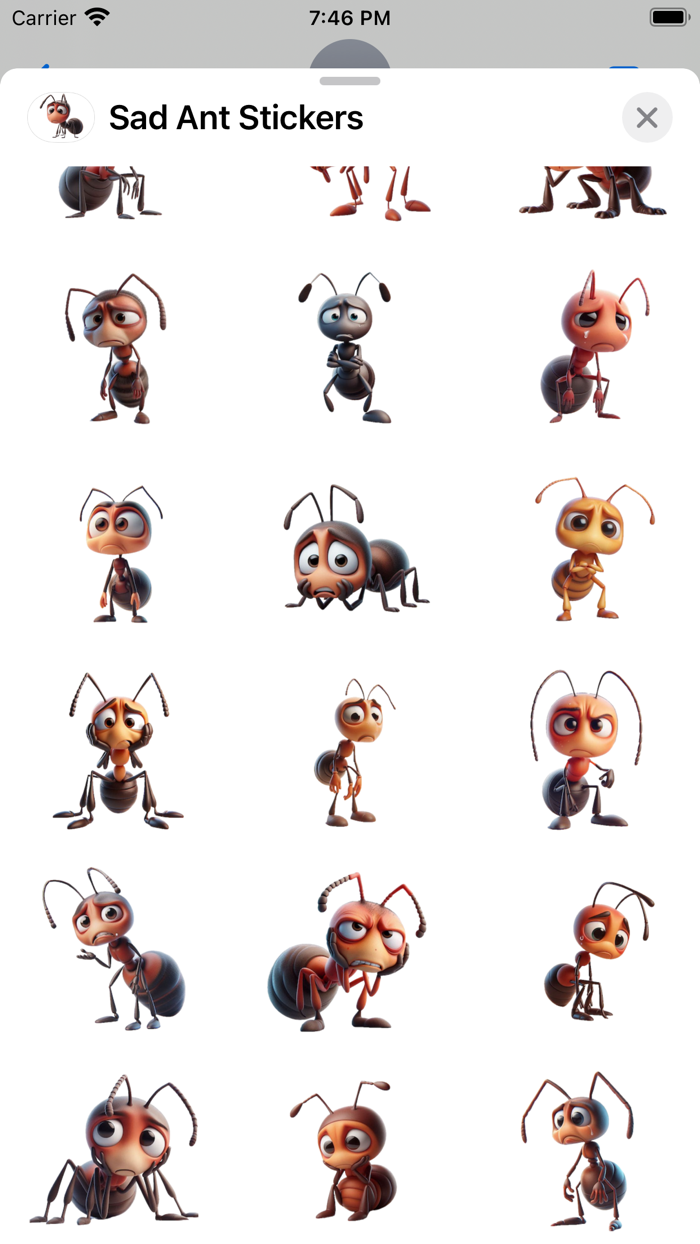 Sad Ant Stickers