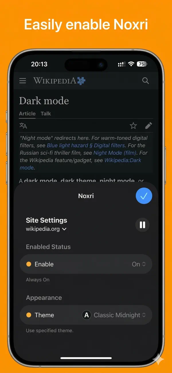 Screenshot #3 pour Noxri: Mode Sombre Safari