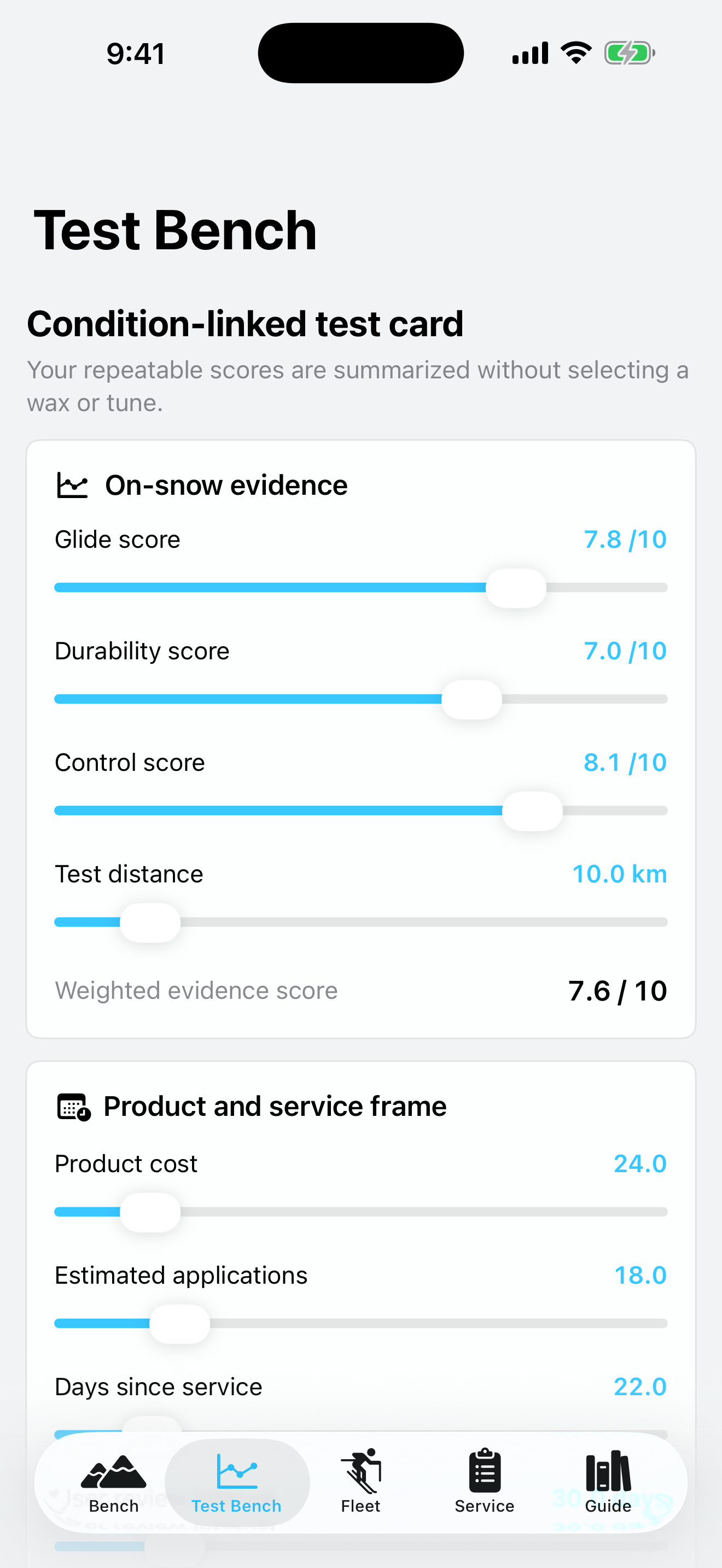 Glidebench: Ski Tune Log screenshot 2 of 3
