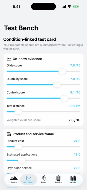 Glidebench: Ski Tune Log screenshot 3