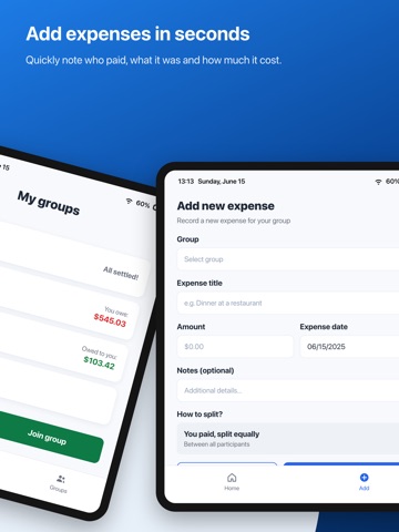Divvy Bills: Split Expenses iPad screenshot