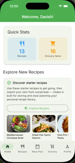 Intake Meal Planning screenshot 1
