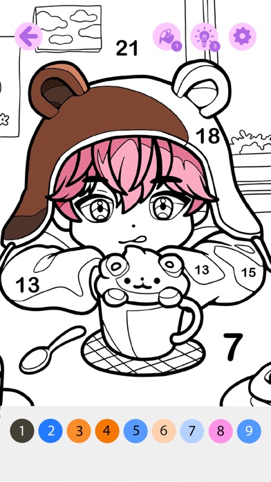 Chibi Idol Coloring by Number Screenshot
