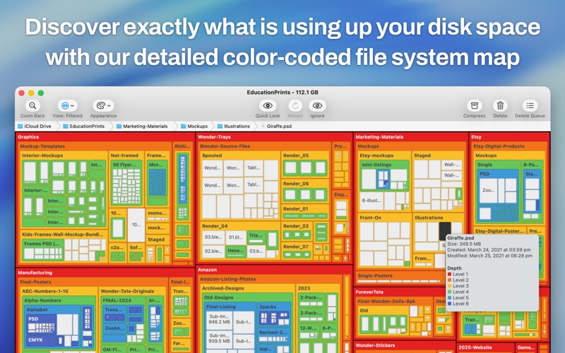 Screenshot #1 pour Disk Map: Visualize Disk Usage