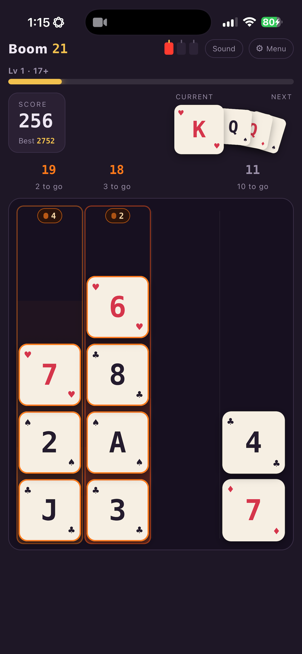 Boom 21 - Card Puzzle screenshot 3