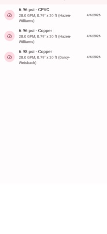 Head Loss Calc Plumb iPhone screenshot