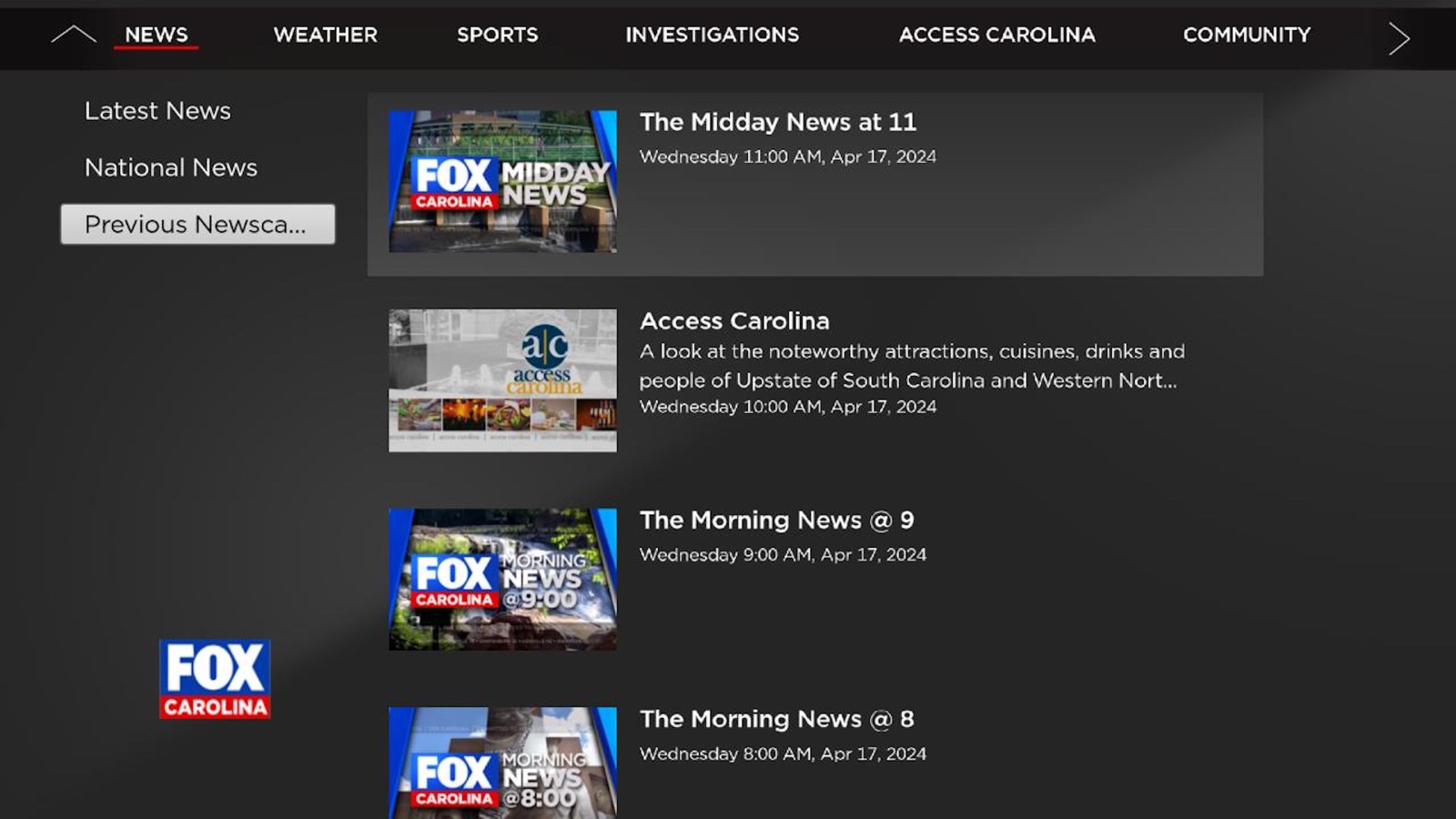 FOX Carolina News apple_tv screenshot 3