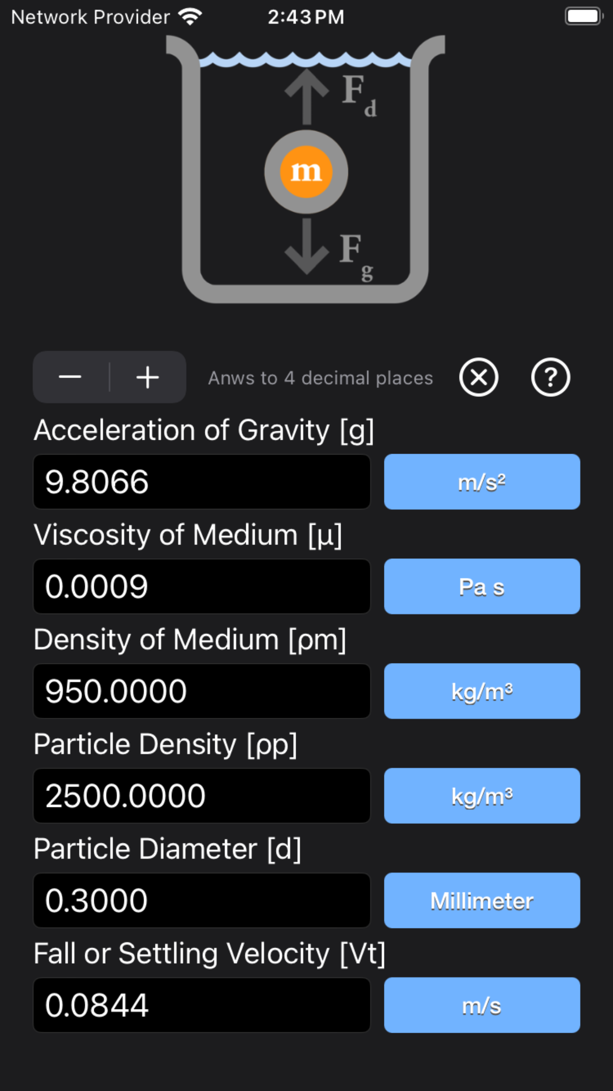 Stokes Law Calculator