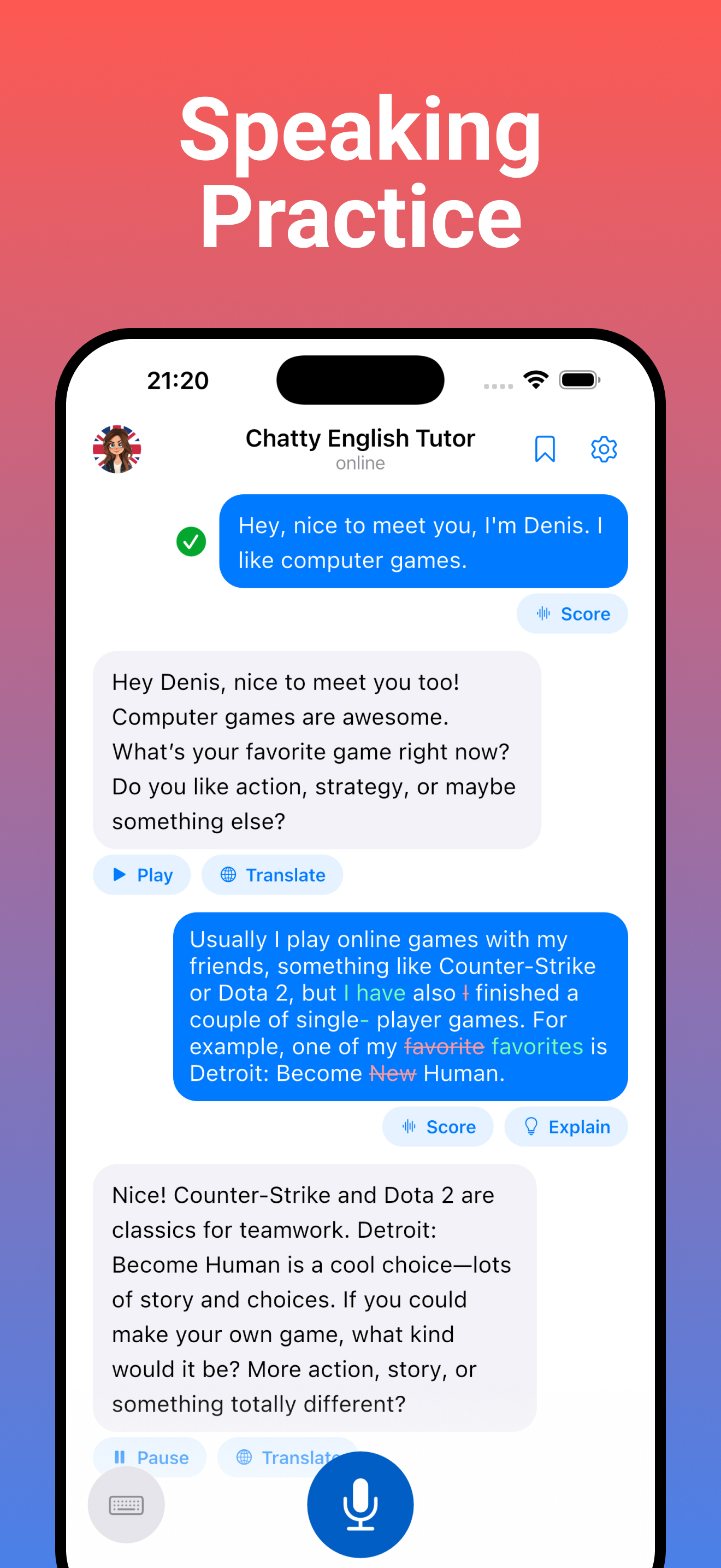 Chatty - English Tutor screenshot 2