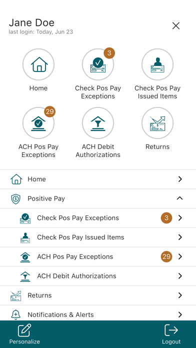NB|AZ Positive Pay iPhone screenshot