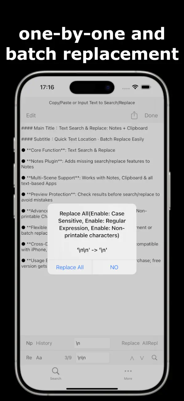 #4. Text Search Replace: Notes (iOS) De: 杨军 朱
