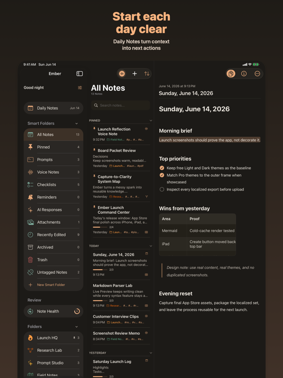 Ember: Markdown Notes iPad screenshot