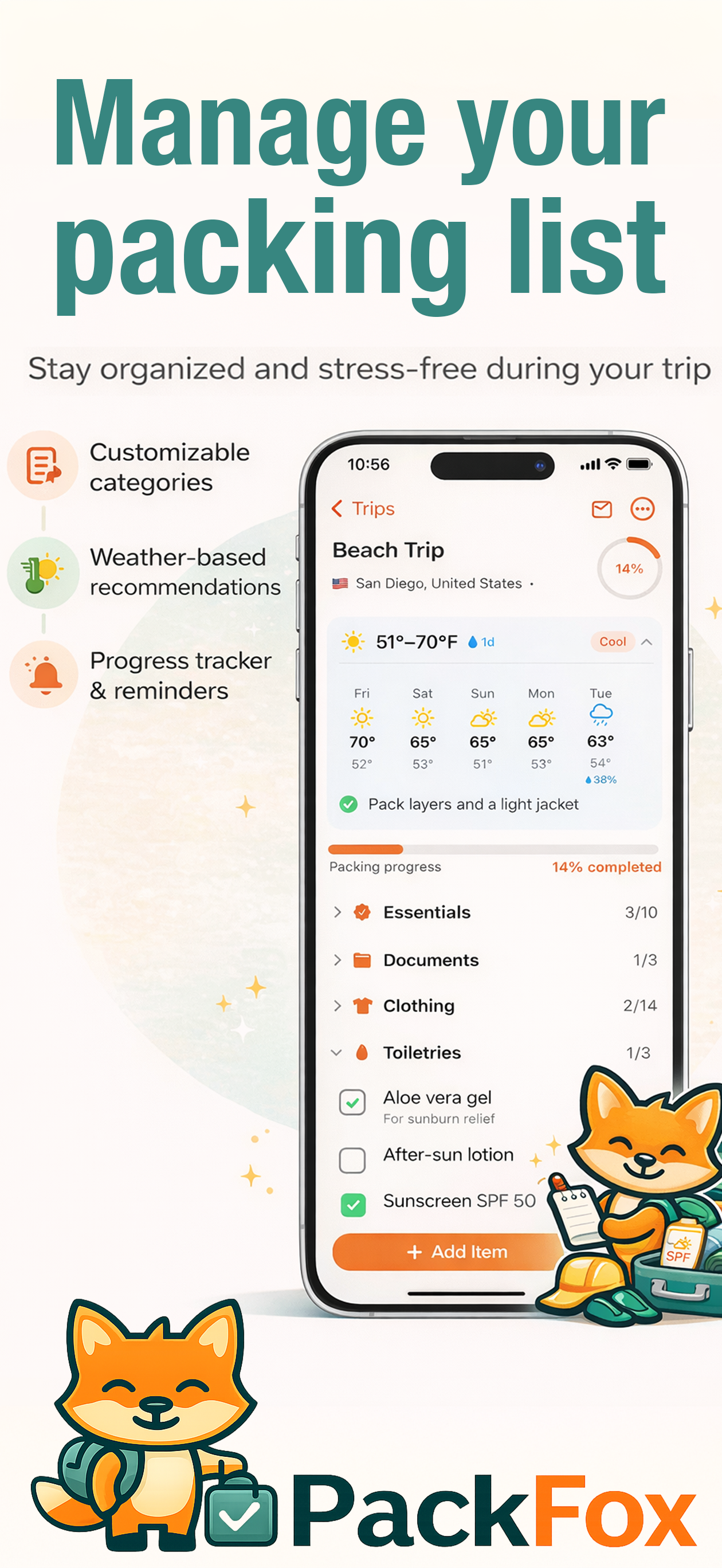 PackFox - Smart Packing Lists