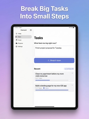 Flowmynd: ADHD Focus Coach iPad screenshot