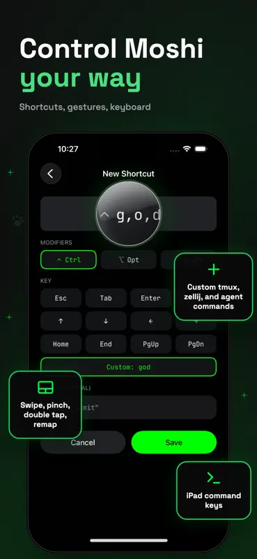 Moshi: herdr/tmux on SSH/MOSH screenshot 6 of 7