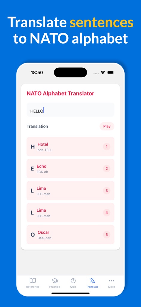 NATO Alphabet Trainer - Reference App | MWM