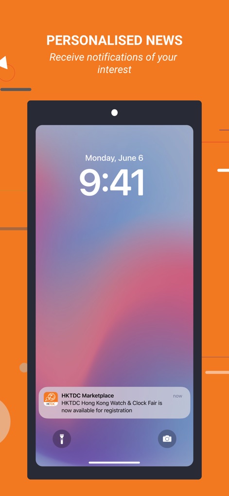HKTDC Marketplace - L'app invia notifiche pertinenti direttamente al dispositivo degli utenti, informando su eventi come la disponibilità di registrazione per la "HKTDC Hong Kong Watch & Clock Fair".