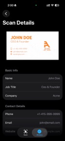 Scanner for Business Cards screenshot